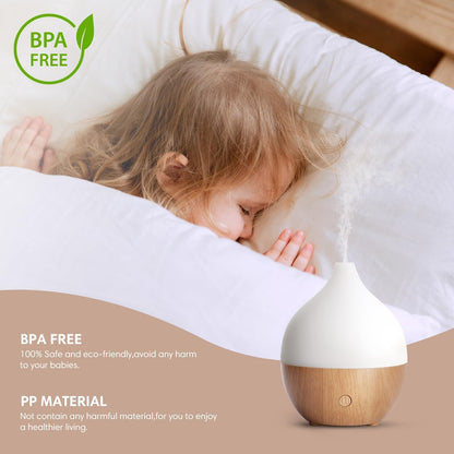 Essential Oil Diffuser, 100Ml Small Aromatherapy Diffuser with Auto Shut-Off Function, Ultrasonic Diffusers for Essential Oils, Cool Mist Humidifier with Warm White Lights, for Office Home