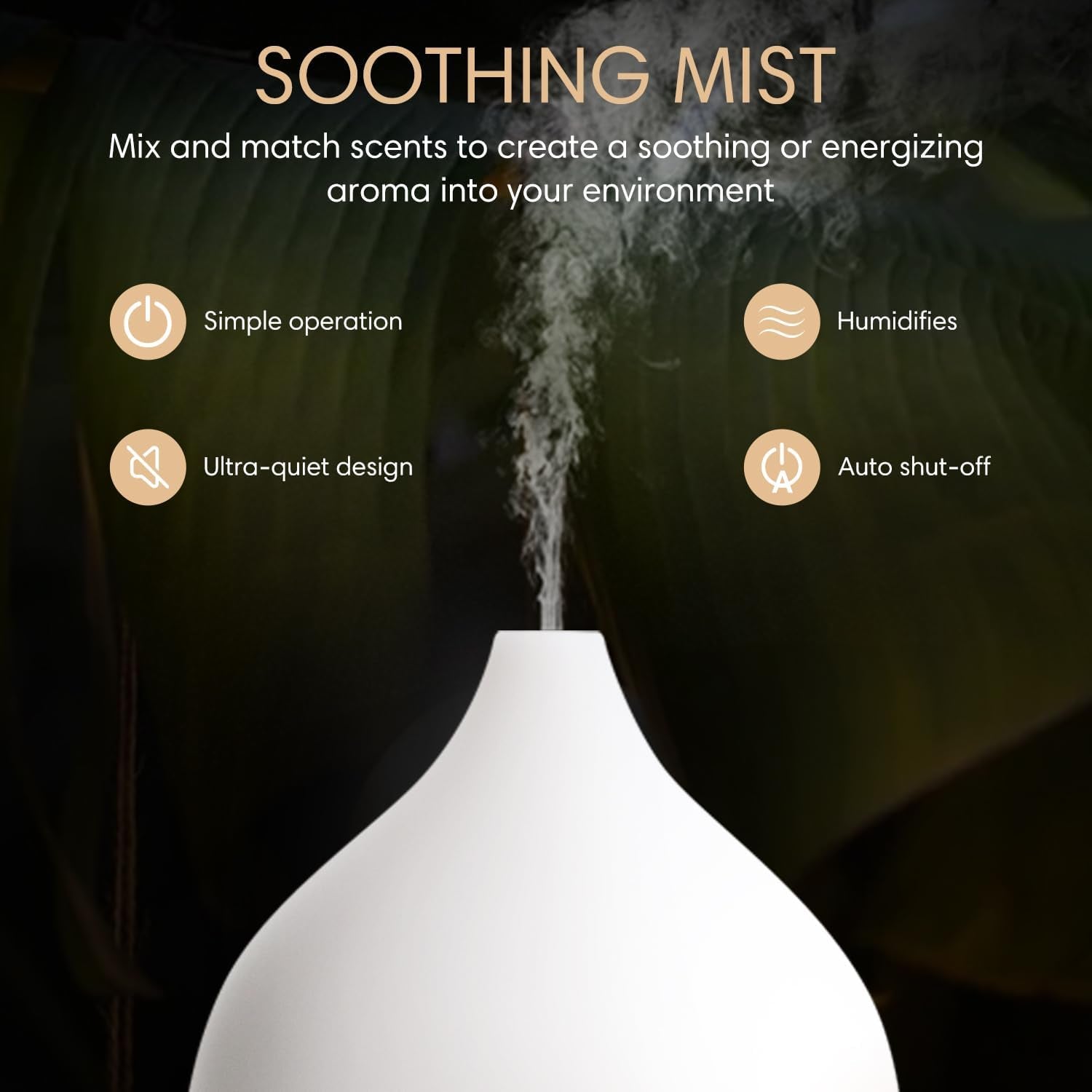 Essential Oil Diffuser, 100Ml Small Aromatherapy Diffuser with Auto Shut-Off Function, Ultrasonic Diffusers for Essential Oils, Cool Mist Humidifier with Warm White Lights, for Office Home